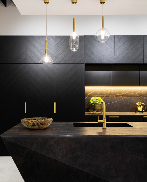 cabinet maker melbourne 3D design in black and yellow back light