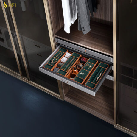 Galaxy Double-Layer Accessory Drawer Hardware Soft Closing Pull-Out Jewelry Tray Aluminum Storage Box Treasure Organizer for