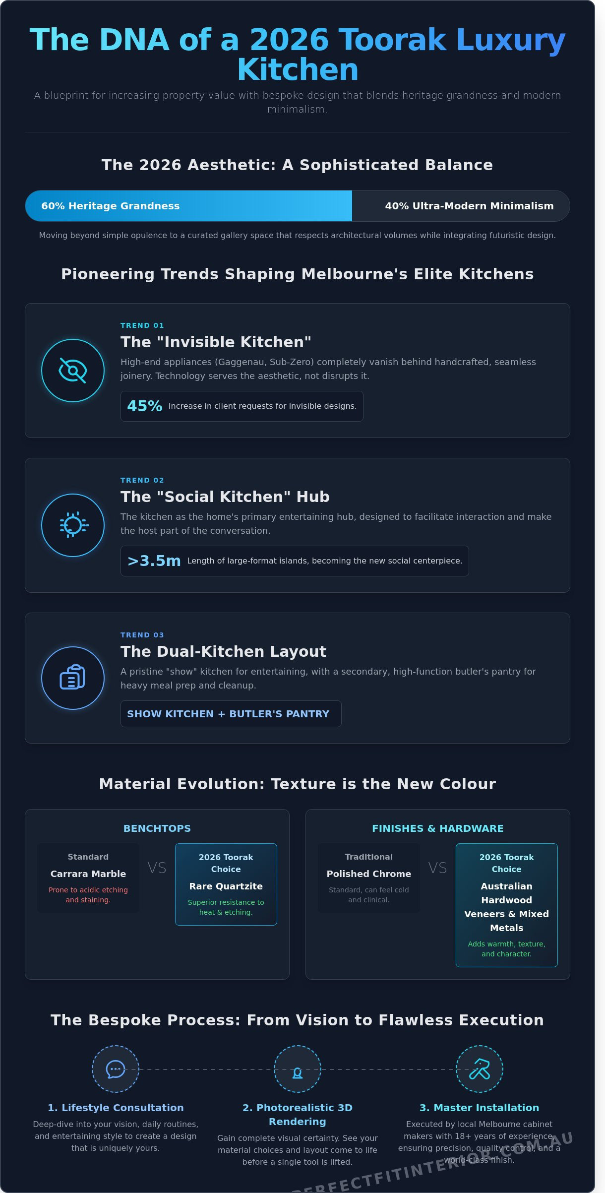 Luxury Kitchen Designs Toorak: 2026 Trends for High-End Melbourne Homes