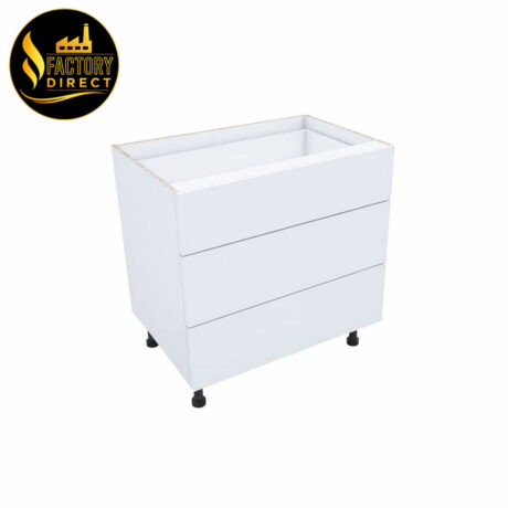 White Base Cabinet X3 Drawers with 2 deep and 1 narrow drawer
