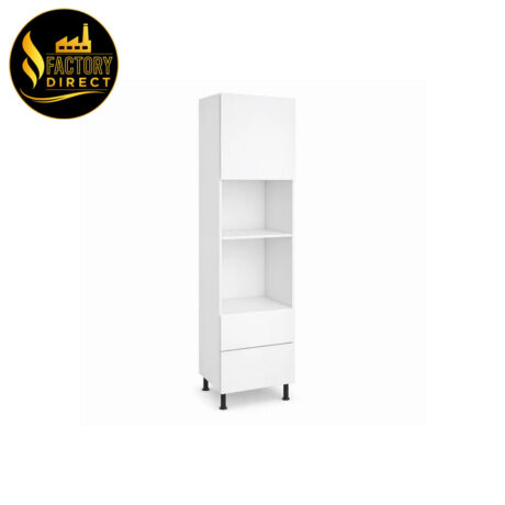 White Tall Cabinet With Oven and Microwave Space and Drawers
