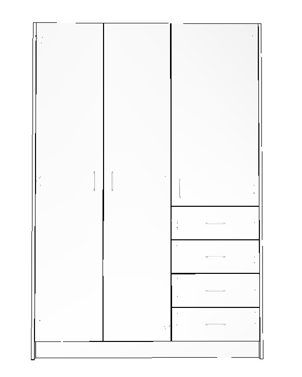 wardrobe-1300-right-side-drawers-full-cabinet-3D Factory direct white bedroom wardrobe cabinet with right side drawer storage