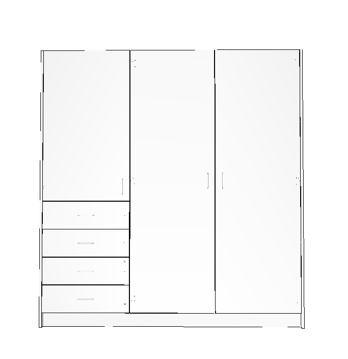 wardrobe-1800-left-side-drawers-full-cabinet-3D Factory direct white bedroom wardrobe cabinet with shelves drawers and hanging space
