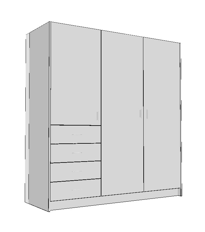 wardrobe-1800-left-side-drawers-full-cabinet-3DA Factory direct white bedroom wardrobe cabinet with shelves drawers and hanging space