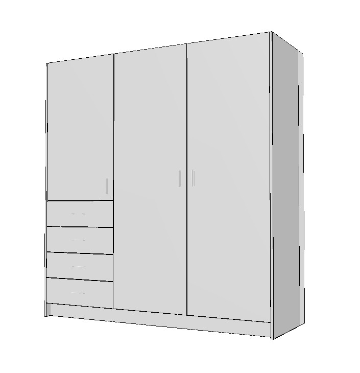 wardrobe-1800-left-side-drawers-full-cabinet-3DB Modern white wardrobe cabinet with left drawers for Melbourne bedroom storage