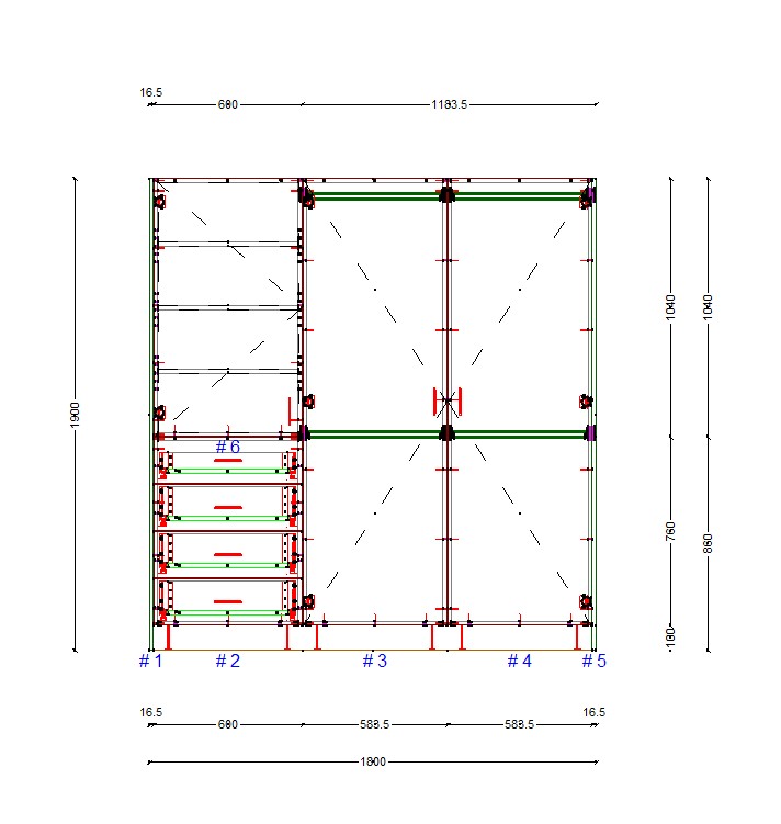 wardrobe-1800-left-side-drawers-full-cabinet-elevation 1800mm wardrobe cabinet elevation plan showing shelves drawers and hanging space