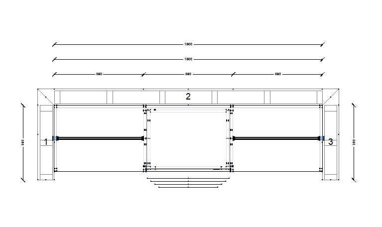 wardrobe-1800-middle-side-drawer-plan White built in wardrobe cabinet technical drawing with centre drawer tower