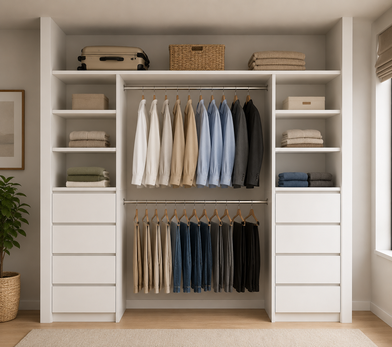 wardrobe-2600-double-side-drawer-render Factory direct white wardrobe storage cabinet for Melbourne bedrooms